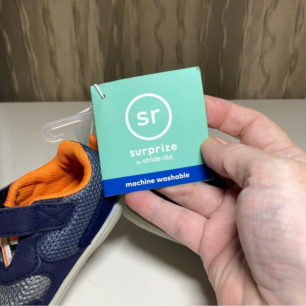 Surprize by Stride Rite Navy Rush Baby Boy 3M Brand New Blue Gray Orange